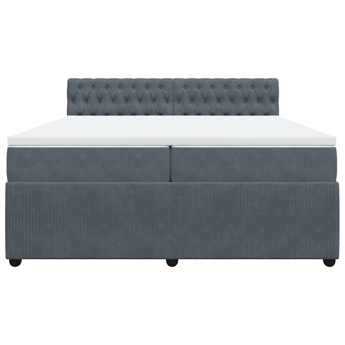 Pat box spring cu saltea, gri închis, 200x200 cm, catifea - WALTI WALTI