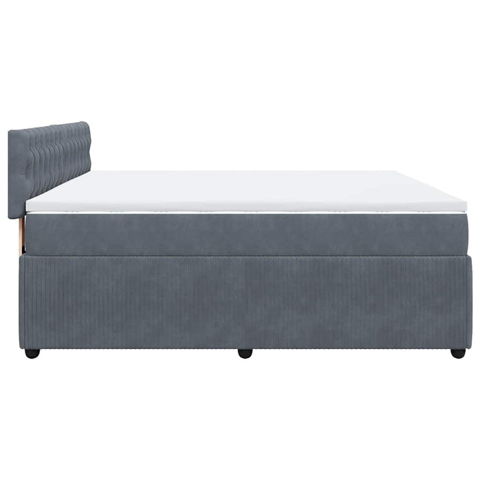 Pat box spring cu saltea, gri închis, 200x200 cm, catifea - WALTI WALTI