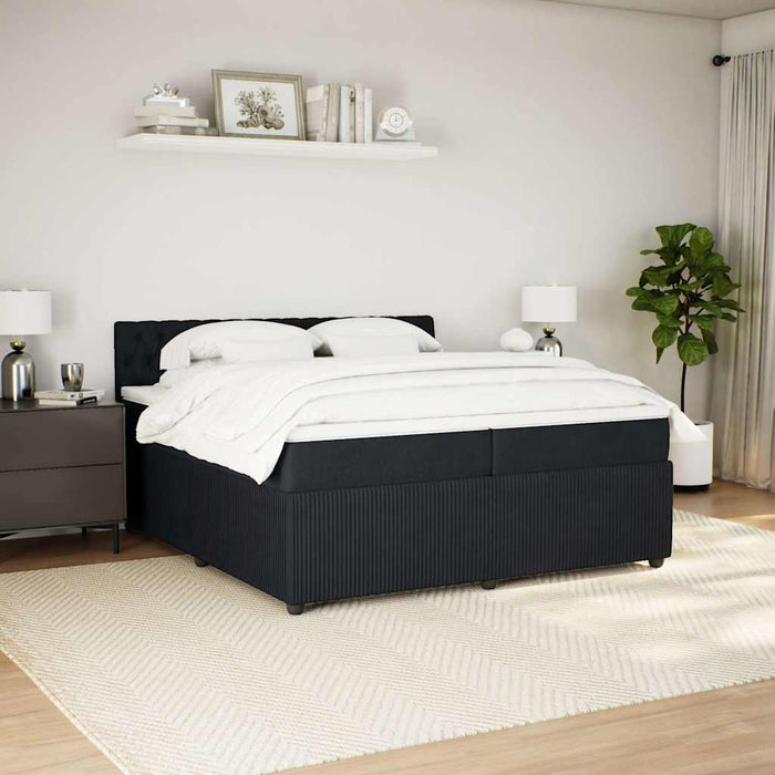Pat box spring cu saltea, negru, 200x200 cm, catifea - WALTI WALTI