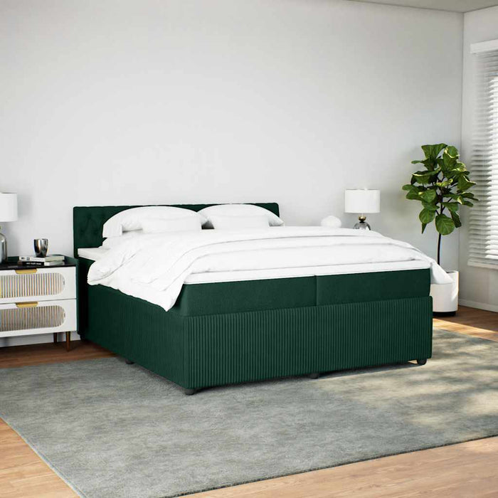 Pat box spring cu saltea, verde închis, 200x200 cm, catifea - WALTI WALTI