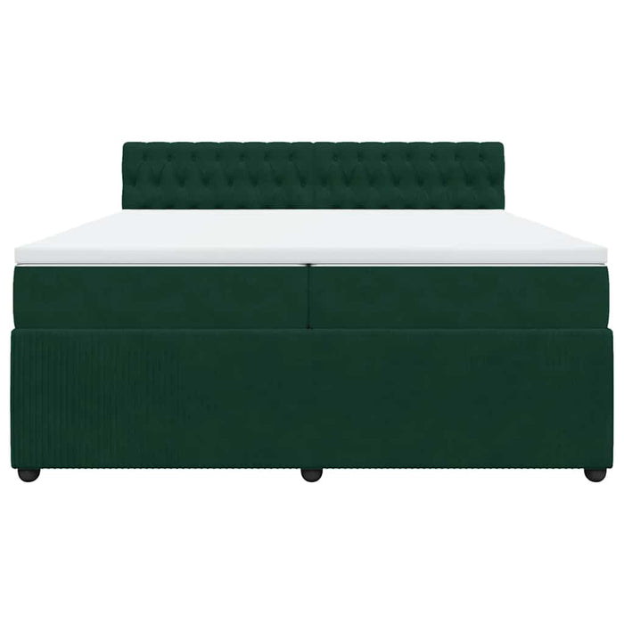Pat box spring cu saltea, verde închis, 200x200 cm, catifea - WALTI WALTI