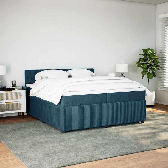 Pat box spring cu saltea, albastru, 200x200 cm, catifea - WALTI WALTI