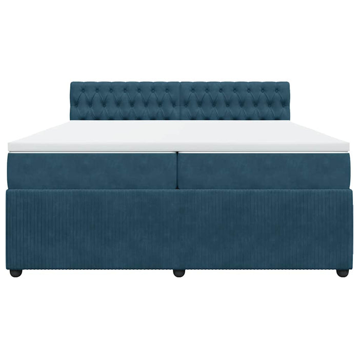 Pat box spring cu saltea, albastru, 200x200 cm, catifea - WALTI WALTI