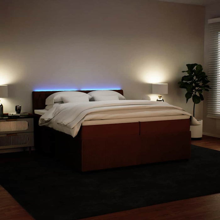 Pat box spring cu saltea, roz, 200x200 cm, catifea - WALTI WALTI
