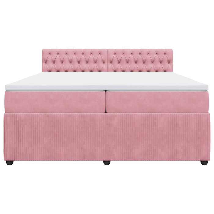 Pat box spring cu saltea, roz, 200x200 cm, catifea - WALTI WALTI