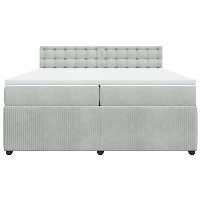 Pat box spring cu saltea, gri deschis, 200x200 cm, catifea - WALTI WALTI