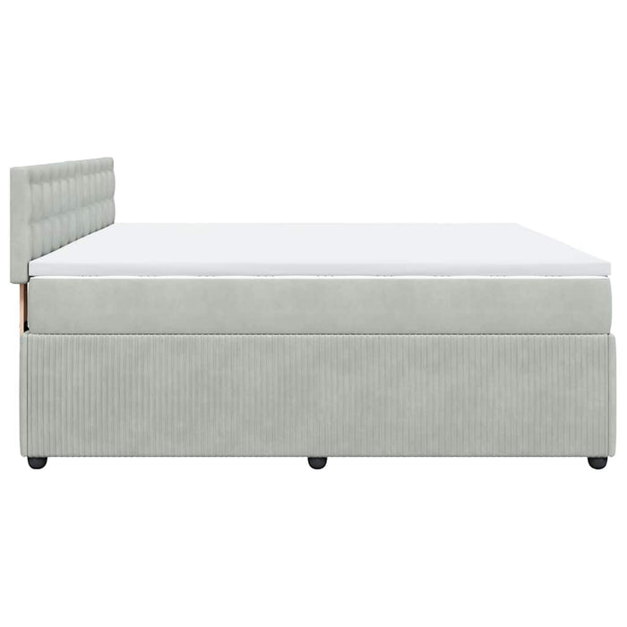Pat box spring cu saltea, gri deschis, 200x200 cm, catifea - WALTI WALTI