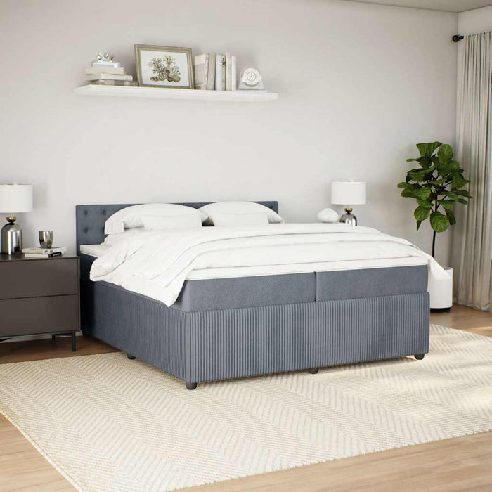 Pat box spring cu saltea, gri închis, 200x200 cm, catifea - WALTI WALTI