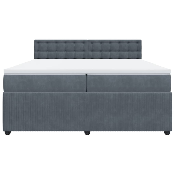 Pat box spring cu saltea, gri închis, 200x200 cm, catifea - WALTI WALTI