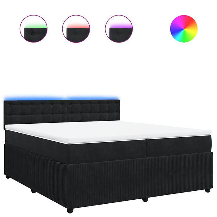 Pat box spring cu saltea, negru, 200x200 cm, catifea - WALTI WALTI