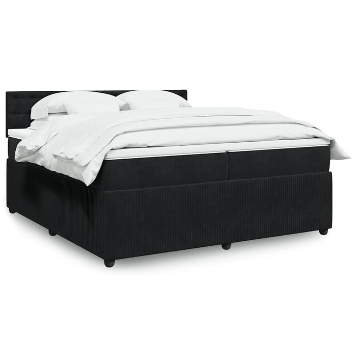 Pat box spring cu saltea, negru, 200x200 cm, catifea - WALTI WALTI