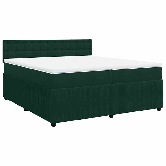 Pat box spring cu saltea, verde închis, 200x200 cm, catifea - WALTI WALTI
