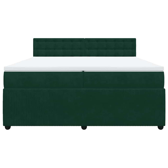 Pat box spring cu saltea, verde închis, 200x200 cm, catifea - WALTI WALTI