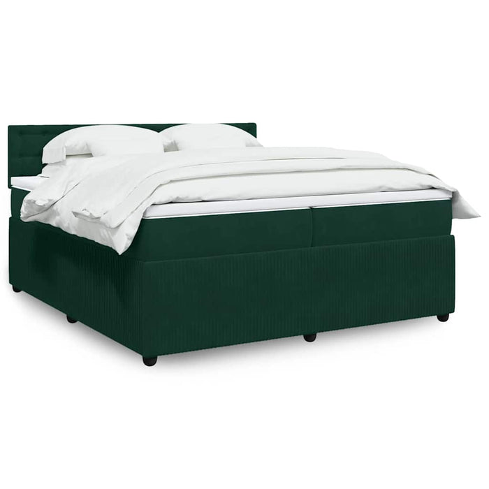 Pat box spring cu saltea, verde închis, 200x200 cm, catifea - WALTI WALTI