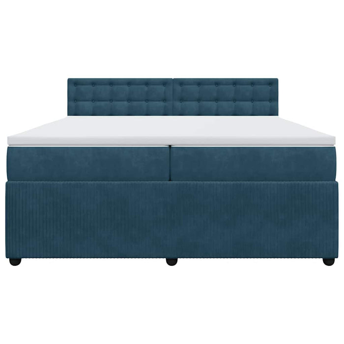 Pat box spring cu saltea, albastru, 200x200 cm, catifea - WALTI WALTI