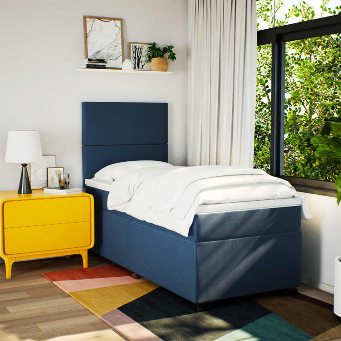 Pat box spring cu saltea, albastru, 80x200 cm, textil - WALTI WALTI