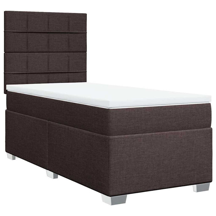 Pat box spring cu saltea, maro închis, 80x200 cm, textil WALTI
