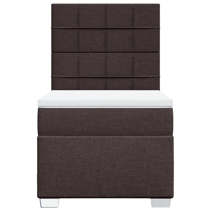 Pat box spring cu saltea, maro închis, 80x200 cm, textil WALTI