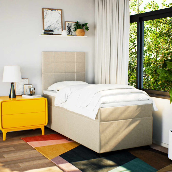 Pat box spring cu saltea, crem, 80x200 cm, textil - WALTI WALTI