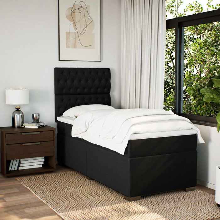Pat box spring cu saltea, negru, 80x200 cm, textil - WALTI WALTI