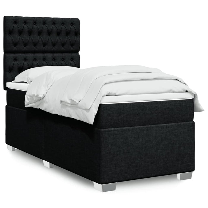 Pat box spring cu saltea, negru, 80x200 cm, textil - WALTI WALTI