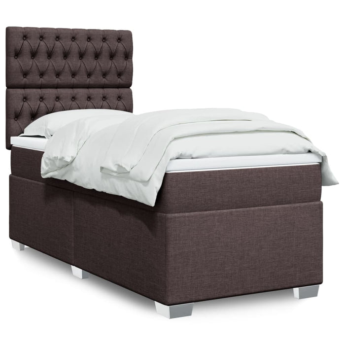 Pat box spring cu saltea, maro închis, 80x200 cm, textil - WALTI WALTI