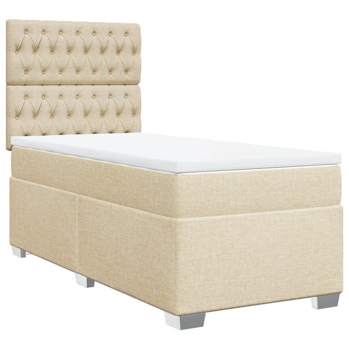 Pat box spring cu saltea, crem, 80x200 cm, textil - WALTI WALTI