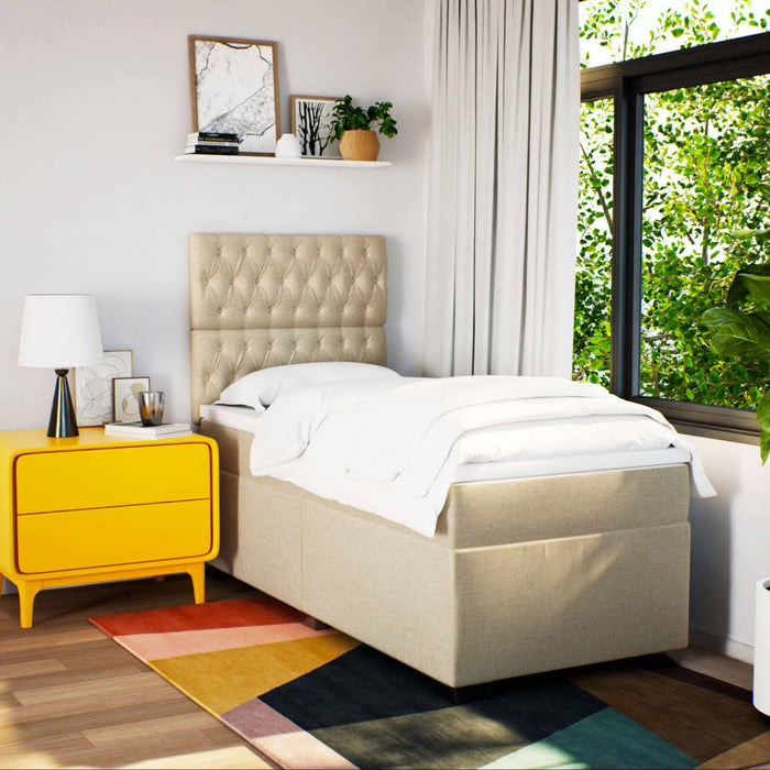 Pat box spring cu saltea, crem, 80x200 cm, textil - WALTI WALTI