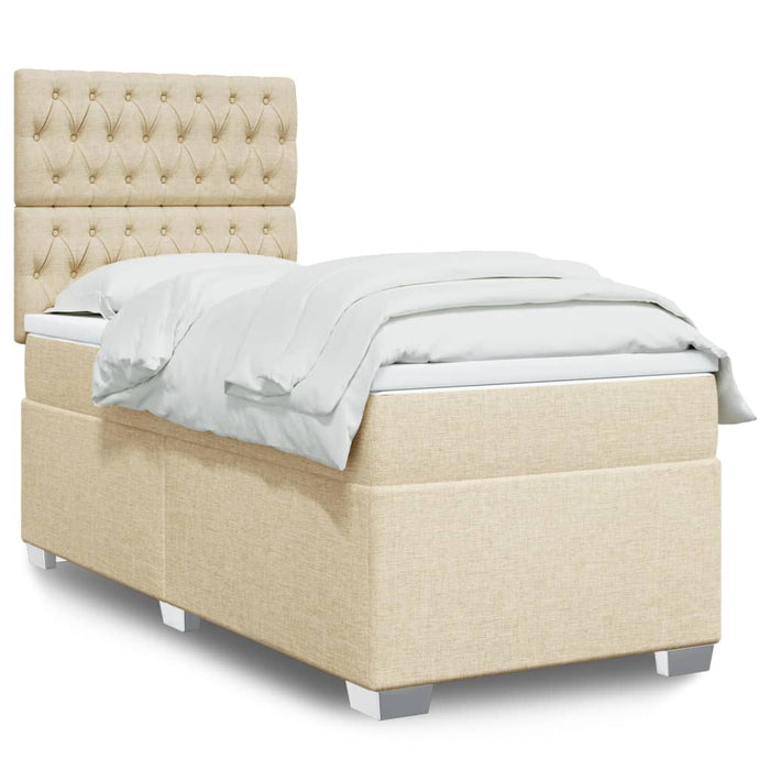 Pat box spring cu saltea, crem, 80x200 cm, textil - WALTI WALTI