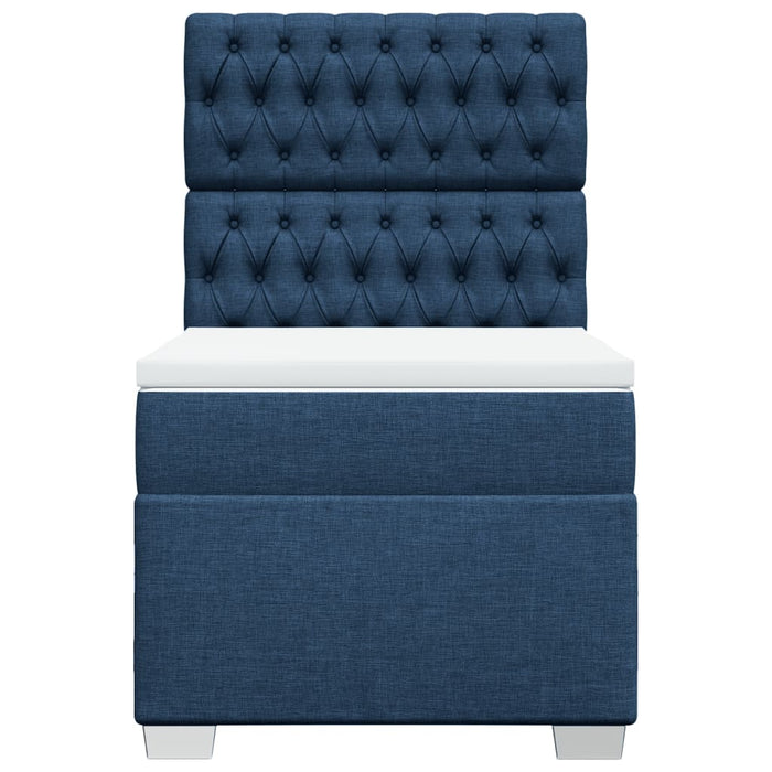 Pat box spring cu saltea, albastru, 80x200 cm, textil - WALTI WALTI