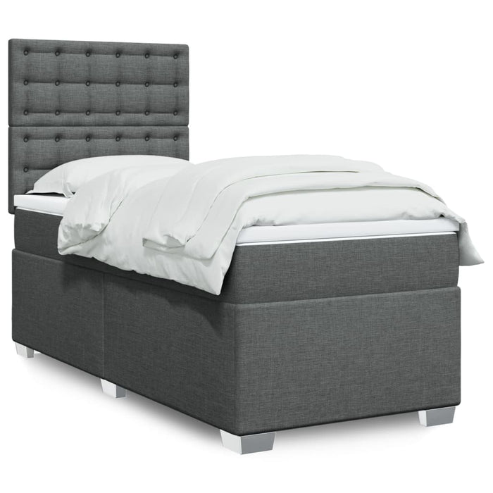 Pat box spring cu saltea, gri închis, 80x200 cm, textil - WALTI WALTI