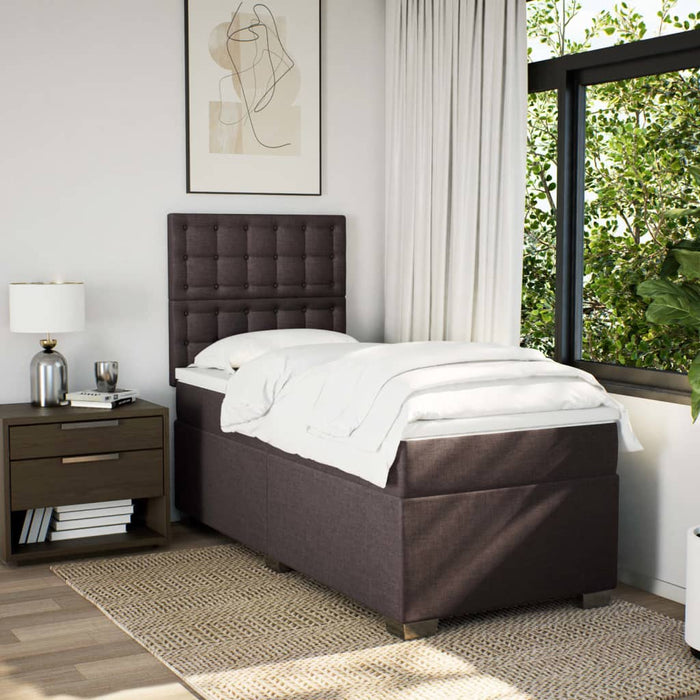 Pat box spring cu saltea, maro închis, 80x200 cm, textil - WALTI WALTI