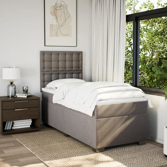 Pat box spring cu saltea, gri taupe, 80x200 cm, textil - WALTI WALTI