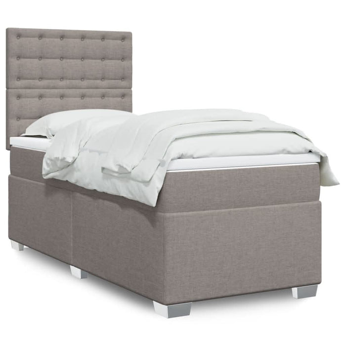 Pat box spring cu saltea, gri taupe, 80x200 cm, textil - WALTI WALTI