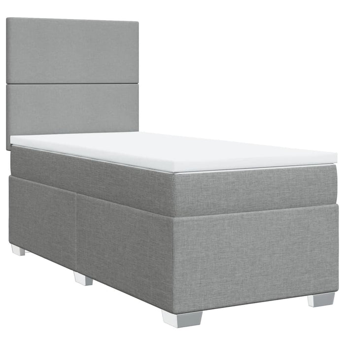 Pat box spring cu saltea, gri deschis, 90x190 cm, textil - WALTI WALTI