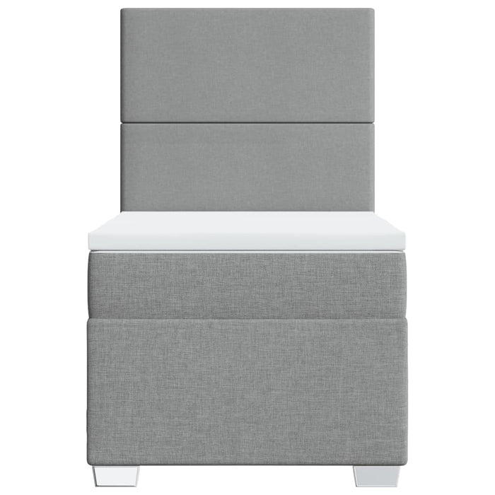 Pat box spring cu saltea, gri deschis, 90x190 cm, textil - WALTI WALTI