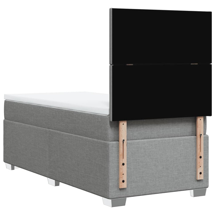 Pat box spring cu saltea, gri deschis, 90x190 cm, textil - WALTI WALTI