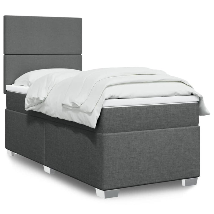 Pat box spring cu saltea, gri închis, 90x190 cm, textil - WALTI WALTI