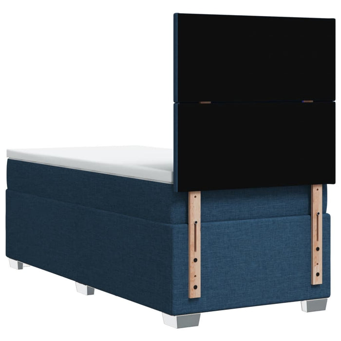 Pat box spring cu saltea, albastru, 90x190 cm, textil - WALTI WALTI