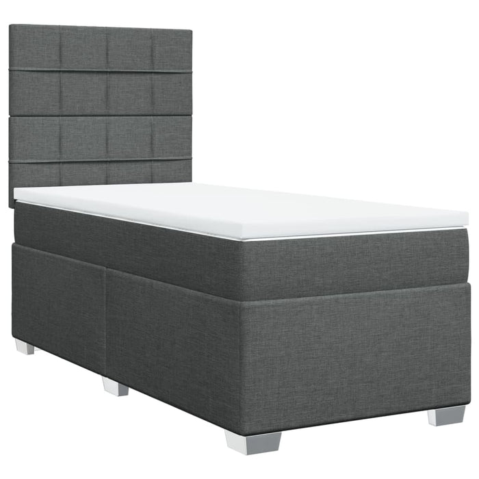 Pat box spring cu saltea, gri închis, 90x190 cm, textil - WALTI WALTI