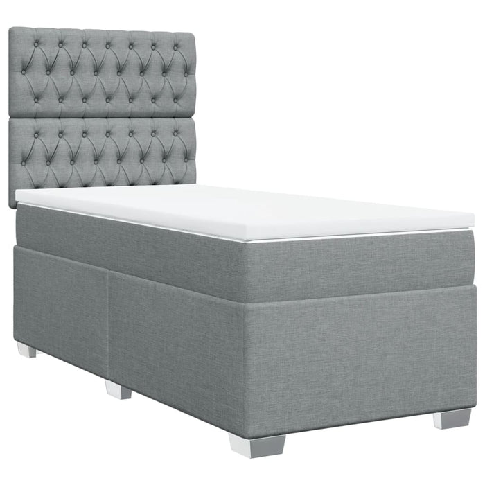 Pat box spring cu saltea, gri deschis, 90x190 cm, textil - WALTI WALTI
