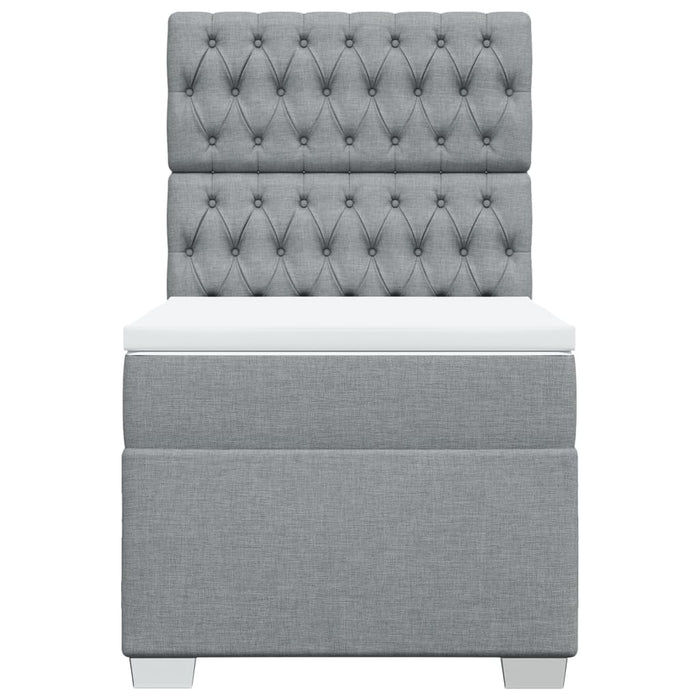 Pat box spring cu saltea, gri deschis, 90x190 cm, textil - WALTI WALTI