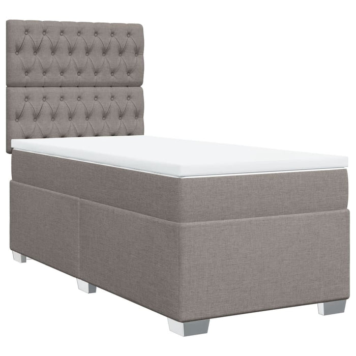 Pat box spring cu saltea, gri taupe, 90x190 cm, textil - WALTI WALTI
