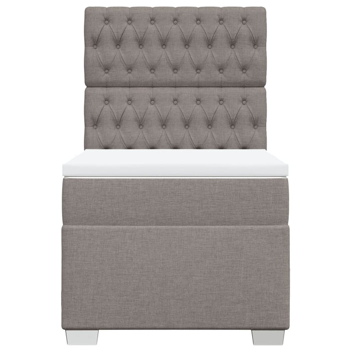 Pat box spring cu saltea, gri taupe, 90x190 cm, textil - WALTI WALTI