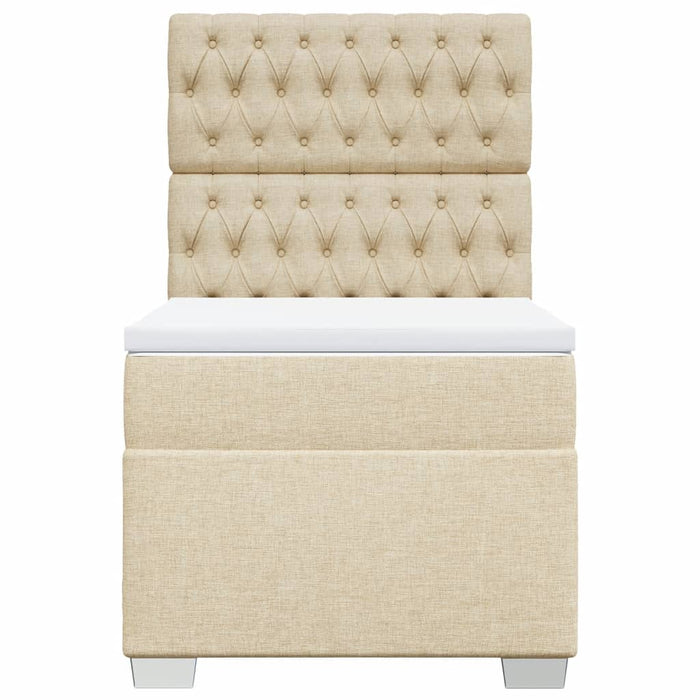 Pat box spring cu saltea, crem, 90x190 cm, textil - WALTI WALTI