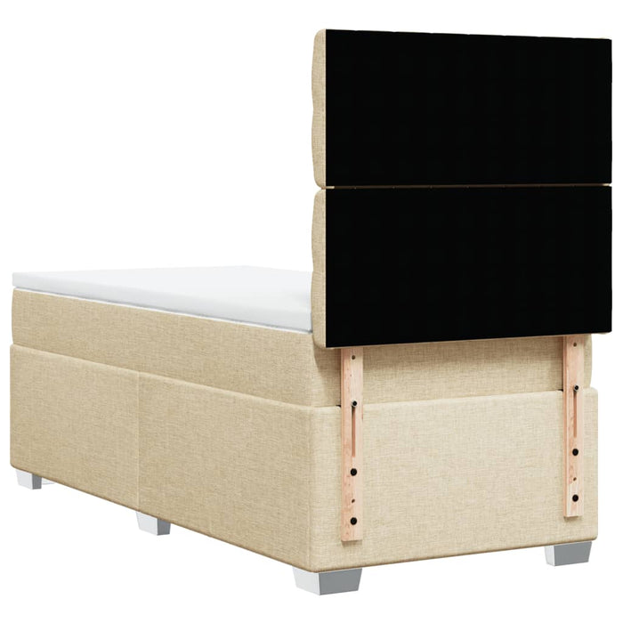 Pat box spring cu saltea, crem, 90x190 cm, textil - WALTI WALTI