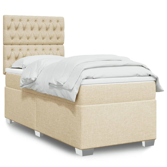 Pat box spring cu saltea, crem, 90x190 cm, textil - WALTI WALTI