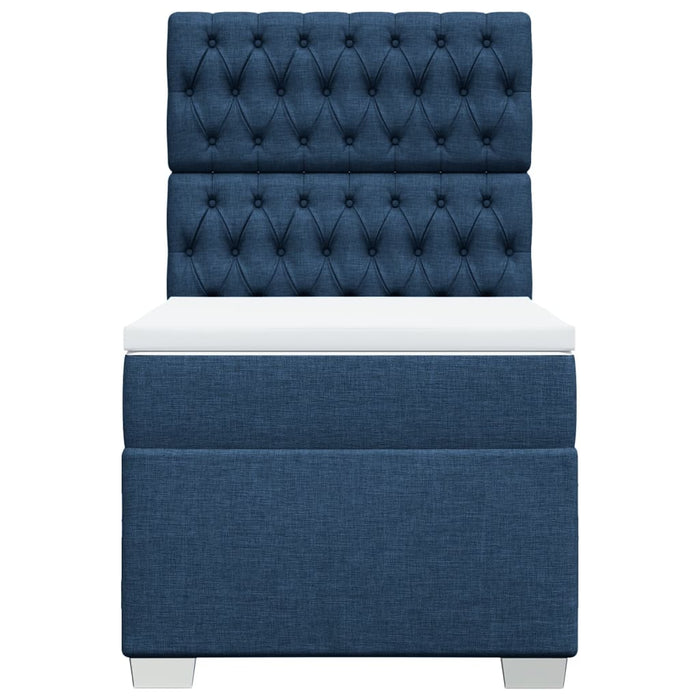 Pat box spring cu saltea, albastru, 90x190 cm, textil - WALTI WALTI