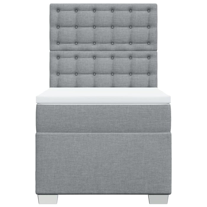 Pat box spring cu saltea, gri deschis, 90x190 cm, textil - WALTI WALTI