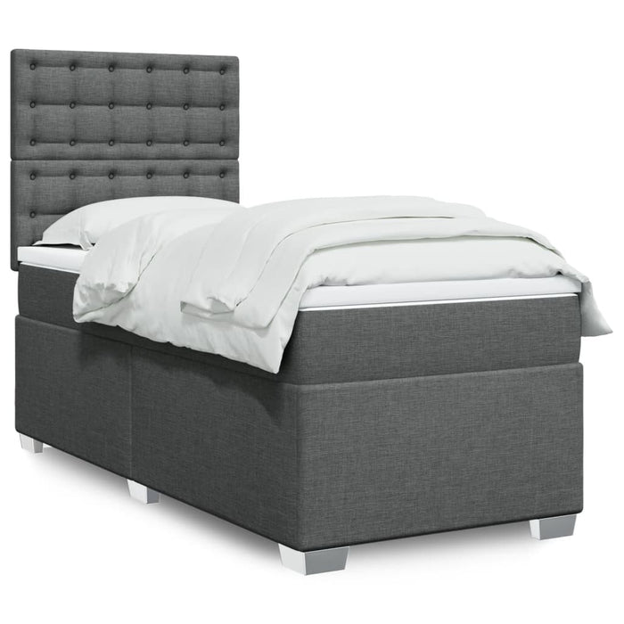 Pat box spring cu saltea, gri închis, 90x190 cm, textil - WALTI WALTI